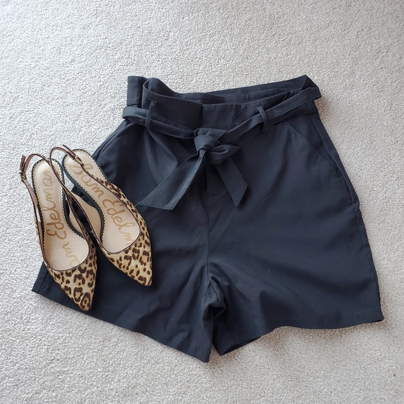 INC International Concepts Pants - INC Black High waisted paperbag  shorts